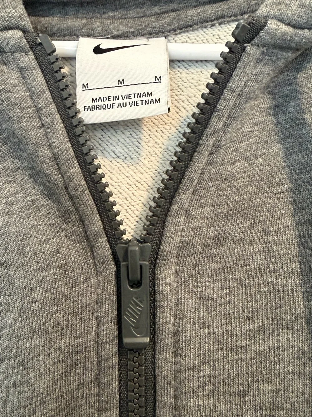 Nike Gray Zip-Up Hoodie with Swoosh Zip Pull